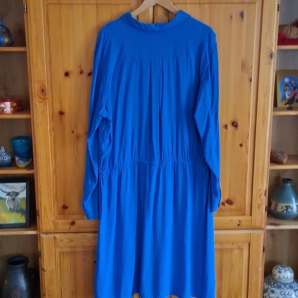 Lauren Ralph Lauren Vibrant Blue Preppy Long Sleeve Shirt Dress Plus Size 16 - Picture 5 of 7